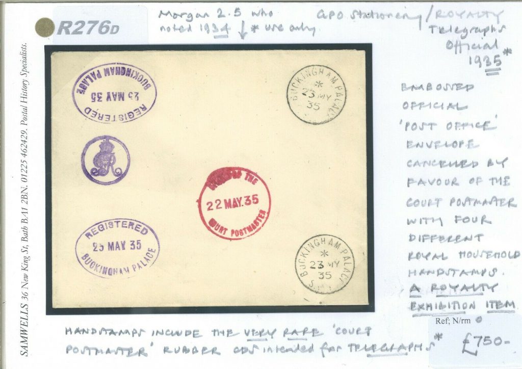 GB GPO OFFICIAL Card RARE ROYALTY POSTMARKS 1935 KGV {samwells-covers ...