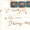GB 1840 2d PALE BLUE STRIP (CL-EL) Cover PLYMOUTH MX Devon SG.6 Cat £4,950- 110h