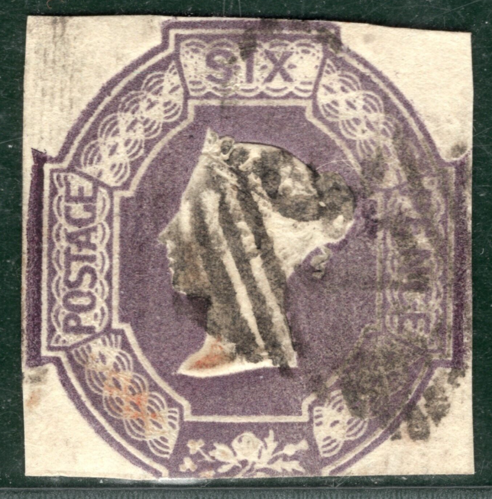 GB IRELAND QV EMBOSSED Stamp SG.59 6d Dull Lilac CARLOW Numeral c£1,000