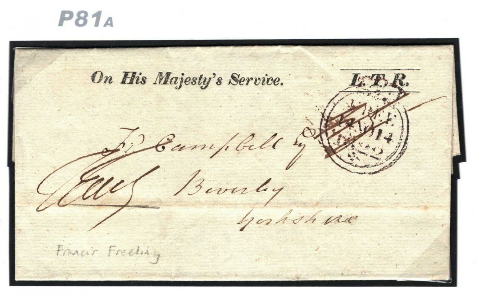GB OHMS Official Cover *Office for Taxes* Francis Freeling 1822