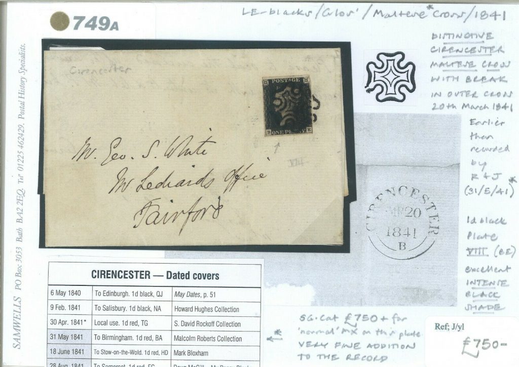 GB PENNY BLACK Cover Glos DISTINCTIVE CIRENCESTER MX Break Outer Cross