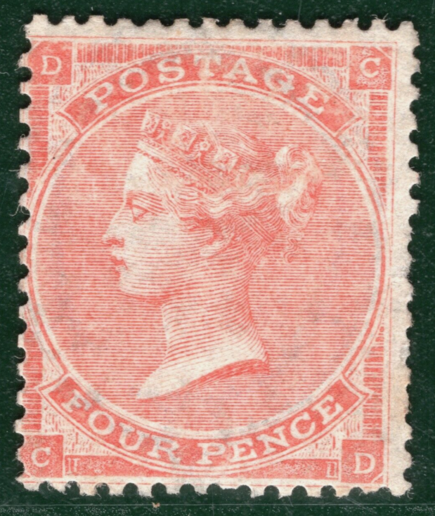 GB QV Stamp SG.82 4d Pale Red (Hairlines Plate 4) (1863) Mint Cat £ ...