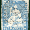 SWITZERLAND Classic Scott.16 10r Blue HELVETIA Used Fine *OCT 1854* CDS SGREEN30