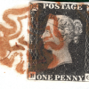 GB PENNY BLACK 1840 QV Stamp SG.2 1d Plate 1b (BG) *ORANGE-BROWN* MX Piece MSB3