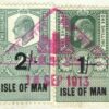 GB IOM KEVII Revenue Stamps 2s & 1s *ISLE OF MAN* Used 1913 Dated Piece WHITE45