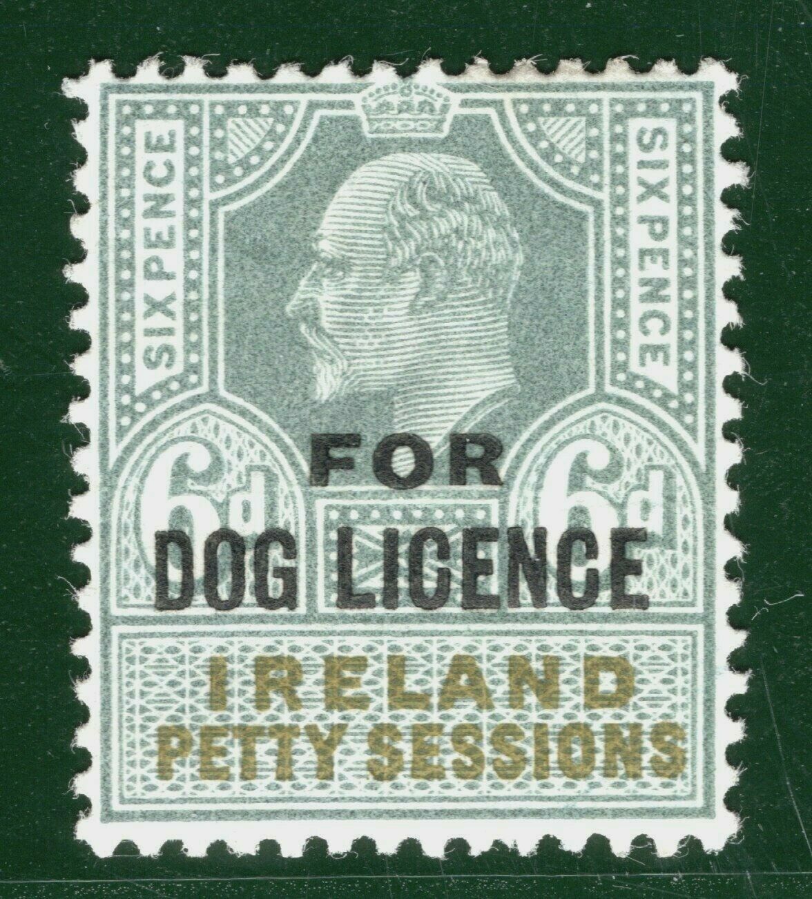 gb-ireland-kevii-revenue-stamp-6d-dog-licence-petty-sessions-mint-mm