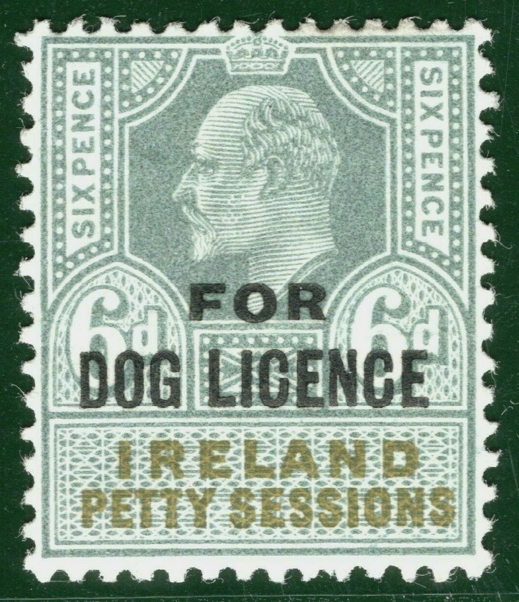 gb-ireland-kevii-revenue-stamp-6d-dog-licence-petty-sessions-mint-mm