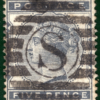 GB POSTMARK RARITY QV Stamp SG.169 5d Indigo BARRED *S* {ex Willcocks}PRED65
