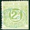 GB RAILWAY LSWR 2d Letter Stamp RARE*Light Blue* BYFLEET Station Oval Used LIME7