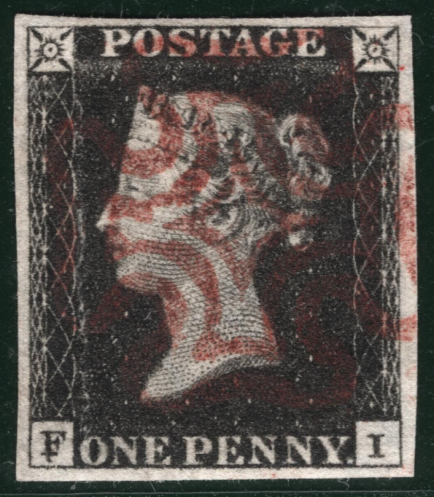 GB PENNY BLACK 1840 QV Stamp SG2 1d Plate 1b (FI) *MAGENTA* MX Cat £