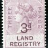 GB QV Revenue Stamp 3d/3d Surcharge LAND REGISTRY (1895) Mint VLMM GWHITE103