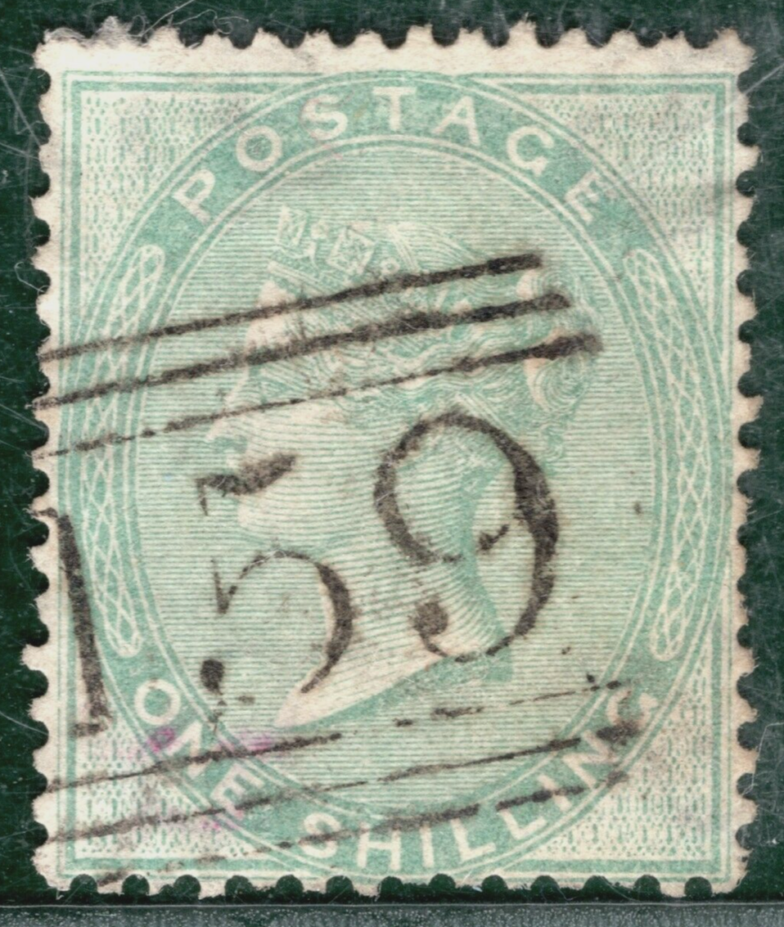 GB QV Stamp SG.73 1s Pale Green (1856) Crisp GLASGOW Numeral Cat £350