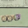 GB Scotland GPO Telephones Receipt 1913 Superb KGV STRIP 1s {samwells} T125