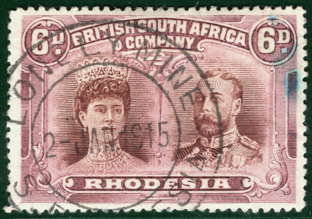 B5 Rhodesian RHODESIA BSACo Double Head SG.176 6d (p15) Superb *LONELY MINE* CDS ...