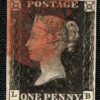 GB PENNY BLACK QV Stamp SG.2 1840 1d Plate 8 (LB) Used Red MX Cat £525 ORED81