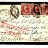 USA Cover Railway Transatlantic Forwarded MITRE HOTEL OXFORD 1892 Oxon T235