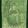 BARBADOS QV Classic SG.1 (½d) Yellow-Green (1855) BRITANNIA Used c£700- BRBLUE34