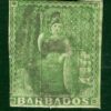 BARBADOS QV Classic SG.1 (½d) Yellow-Green (1855) BRITANNIA Used c£700- BRBLUE34 - Image 5