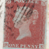 GB 1841 PENNY RED QV SG.8 1d Plate 59 (RK) *RE-ENTRY* Used Piece Cat £100 RRED86