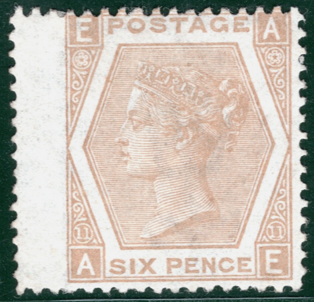 GB QV Stamp SG.123 6d Pale Buff Plate 11 (AE) (1872) Mint LMM Cat £