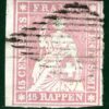 SWITZERLAND Helvetia Classic Scott.17a 15r Pale Rose (1854) Used c$190 SGREEN23