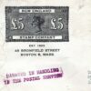 USA Advert Cover *GB £5 ORANGE* Vignette DAMAGED Cachet c1959 PHILATELY MC90a
