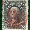 USA Classic Stamp Scott.90 12c Washington (E GRILL) Used Cat $400+ ORANGE2 - Image 5