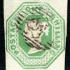 GB QV EMBOSSED Stamp SG.55 1s Green (1847) Light Numeral Used Cat £1,000+ GRED19