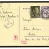 POLAND GERMANY OCC WW2 Card UNDERCOVER ADDRESS Portugal Lisbon 1943 MC318