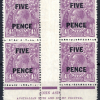 AUSTRALIA KGV Sideface SG.120 5d on 4½d *JOHN ASH* Imprint Block{4} Mint SS931