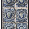 GB HIGH VALUES KGVI Arms 10s Block{6} 1945 AIR PARCEL Tag {samwells-covers}K130a