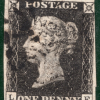 GB PENNY BLACK QV 1840 Stamp SG.2 1d Plate 4 (LF) Used MX Cat £425- REDS79